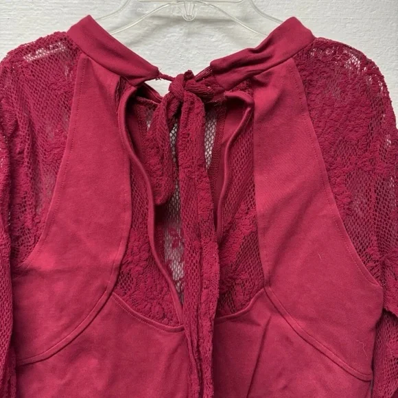 Free People It's Now or Never Wine Red Lace Bodycon Dress - Picture 6 of 7
